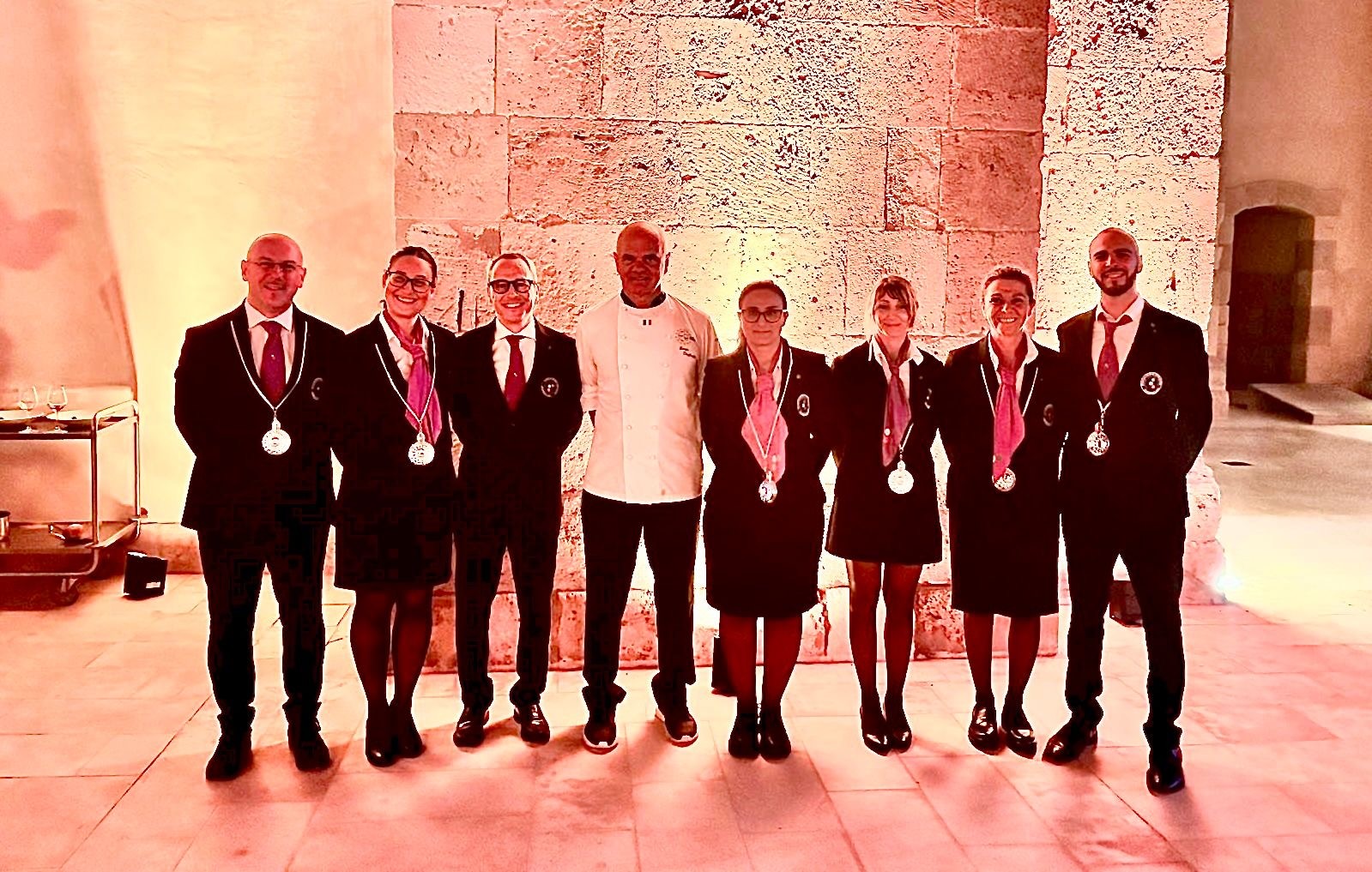 La squadra dei Sommelier al G7 di Ortigia con lo Chef