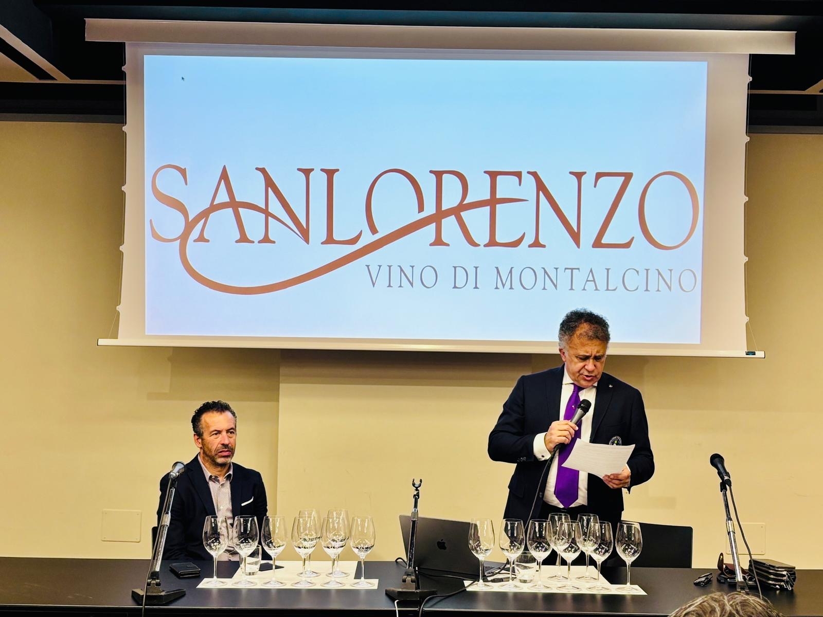 In docenza Luciano Ciolfi dell'azienda Sanlorenzo e Massimo Billetto docente della Fondazione Italiana Sommelier